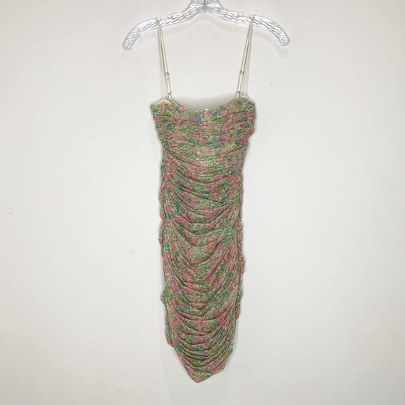 House of CB Ella Ruched Organza Mesh Mini Dress *Vintage Floral* - Picture 4 of 15